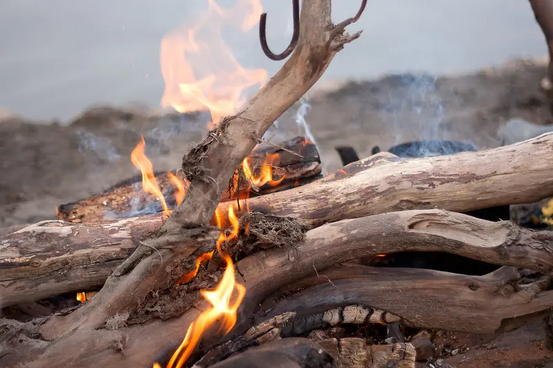 Еще немного огня. Очень красиво, когда дрова не колотые, а из топляка.