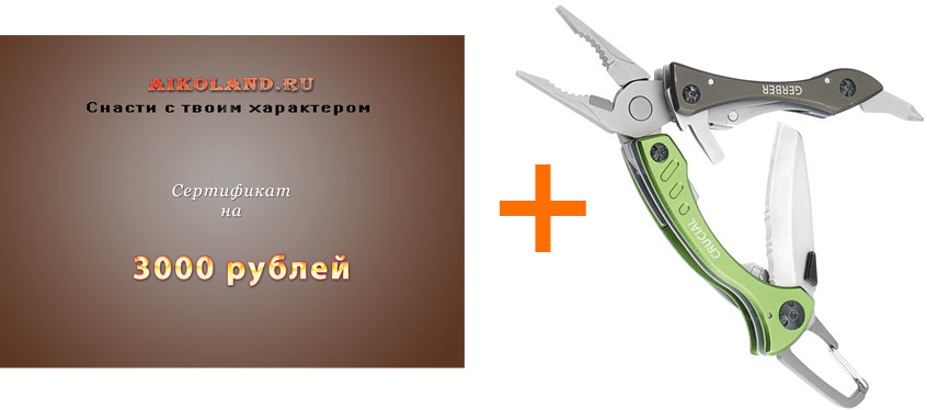 Второе призовое место (лето 2014) — мультитул и сертификат на 3000 рублей от Aikoland