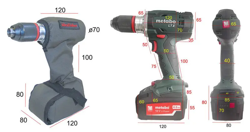 Чехол сделан по размерам шуруповерта METABO (Метабо).