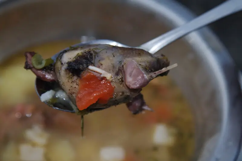 А охотник стрелял стрелял из мелкашки и на шулюм мяса набрал.