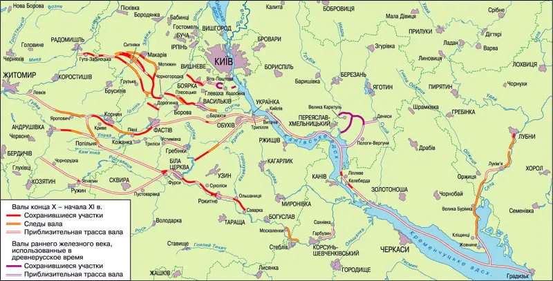 Карта остатков Змиевых валов, а так их было около 4 тысяч км...
