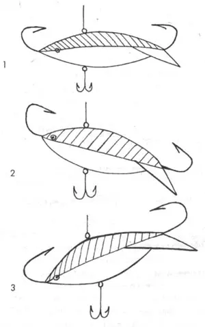Рис. 2. Проверка баланса в воздухе: 1,3 — приманка сбалансирована неправильно; 2 — приманка...