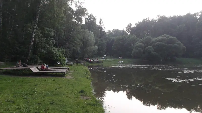 Отдыхающие на Нарышкинском пруду.