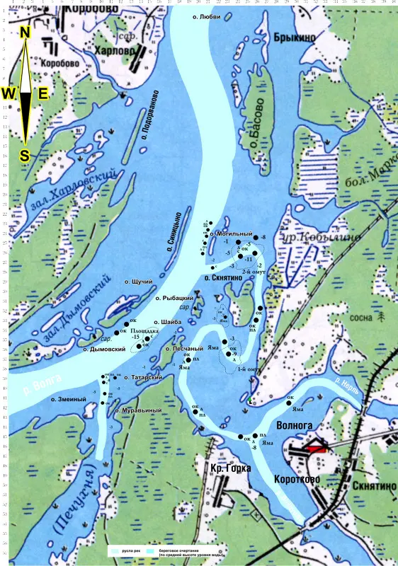 Карта рыболовной обстановки Скнятино