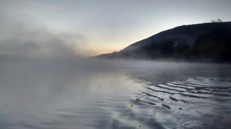 Дон парит, температура воздуха за ночь сильно упала, вода 15 градусов