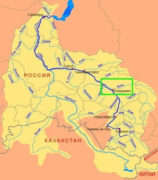 Карта бассейна реки Обь